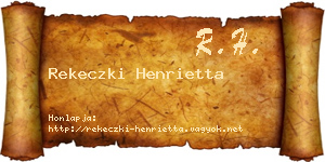 Rekeczki Henrietta névjegykártya